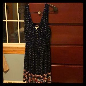 Navy blue dress with floral pattern